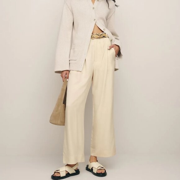 NWT Reformation Mason Cropped Pant in Oyster - Picture 1 of 7